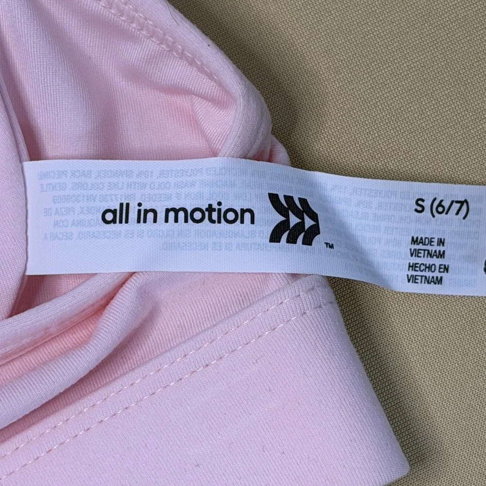 NEW All in Motion Girls Sports Bra Size S 6/7 Pink Mesh Back Activewear